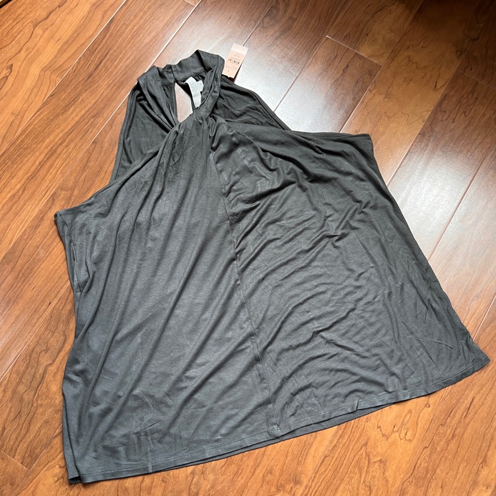 NWT Loft Women's Twist Knot Front Halter Top Size 16/18, Charcoal Gray